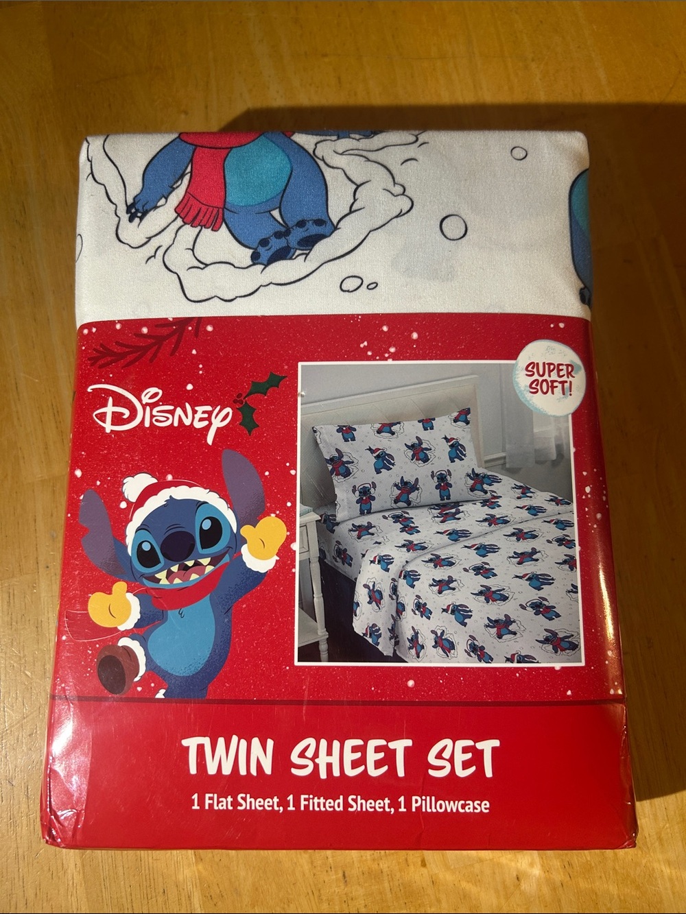 Disney Lilo & Stitch Twin Sheet Set in White, Blue & Red